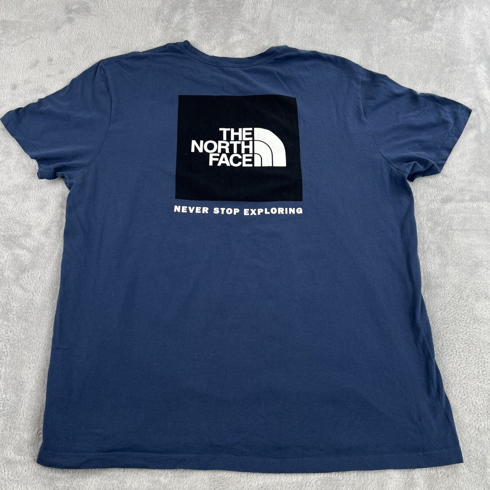 The North Face T-Shirt 2XL Navy Blue Mens Logo Outdoor Hiking Graphic Tee Camp